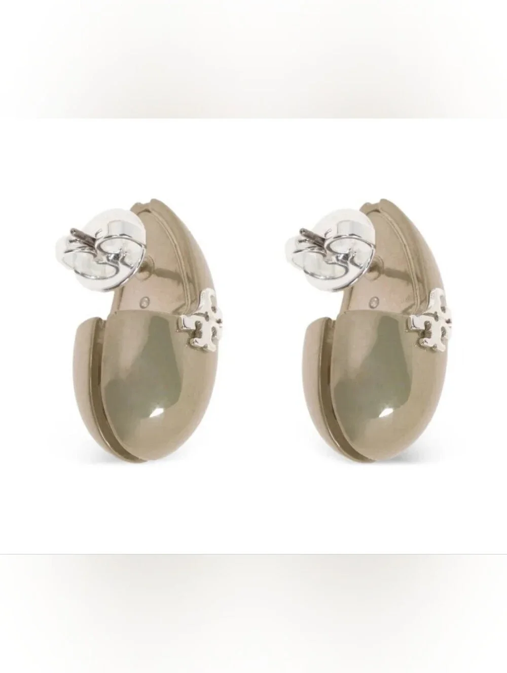 TORY BURCH Small Wave Logo Earrings In Green